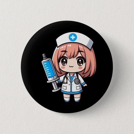 Schattigee Chibi Nurse - gezondheidszorg, anime, m Ronde Button 5,7 Cm (Voorkant)