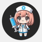Schattigee Chibi Nurse - gezondheidszorg, anime, m Ronde Sticker (Voorkant)