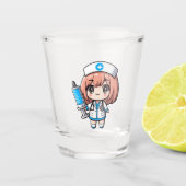 Schattigee Chibi Nurse - gezondheidszorg, anime, m Shot Glas (Voorkant)