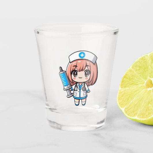 Schattigee Chibi Nurse - gezondheidszorg, anime, m Shot Glas (Voorkant)