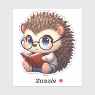 Schattigee Chibi Reading Hedgehog Sticker