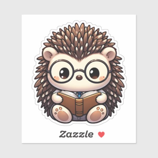 Schattigee Chibi Reading Hedgehog Sticker (Vel)