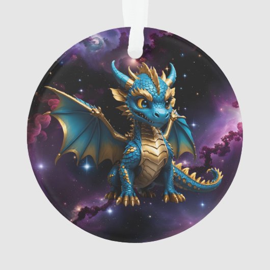 Schattigee Chibi stijl blauwe draak Ornament (achterkant)