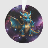 Schattigee Chibi stijl blauwe draak Ornament (voorkant)