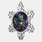 Schattigee Chibi stijl blauwe draak Tin Sneeuwvlok Ornament (Rechts)