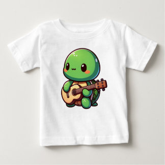 Schattigee Chibi Turtle speelt gitaar