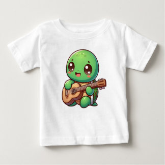 Schattigee Chibi Turtle speelt gitaar