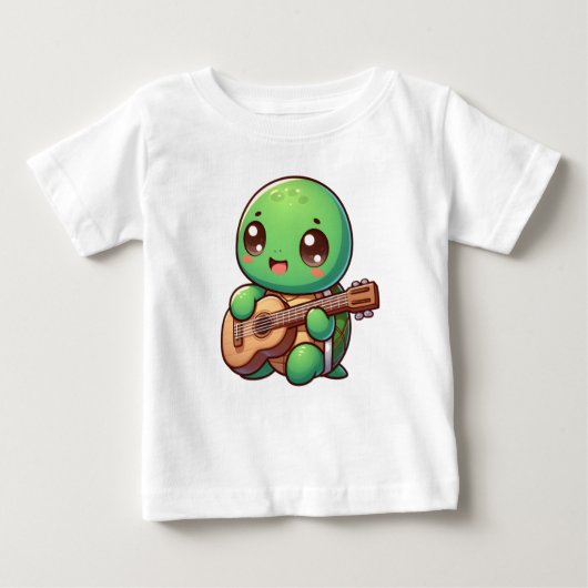 Schattigee Chibi Turtle speelt gitaar (Voorkant)
