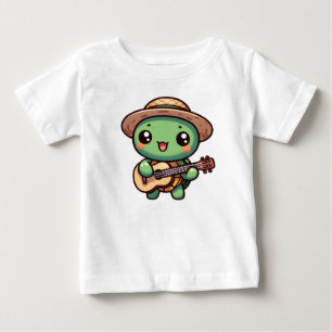Schattigee Chibi Turtle speelt gitaar