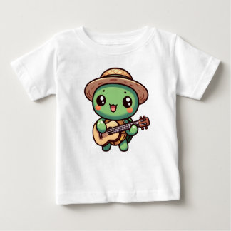 Schattigee Chibi Turtle speelt gitaar