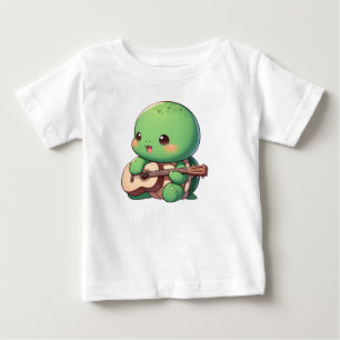 Schattigee Chibi Turtle speelt gitaar