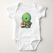 Schattigee Chibi Turtle speelt gitaar Romper (Voorkant)