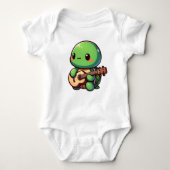Schattigee Chibi Turtle speelt gitaar Romper (Voorkant)