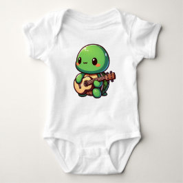 Schattigee Chibi Turtle speelt gitaar Romper