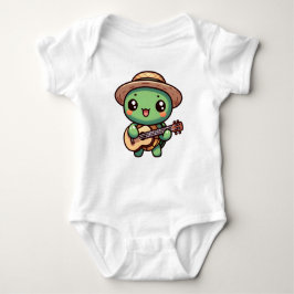 Schattigee Chibi Turtle speelt gitaar Romper