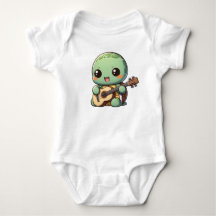 Schattigee Chibi Turtle speelt gitaar