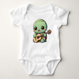 Schattigee Chibi Turtle speelt gitaar Romper