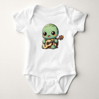 Schattigee Chibi Turtle speelt gitaar Romper