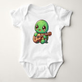 Schattigee Chibi Turtle speelt gitaar Romper (Voorkant)