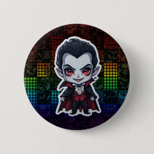 Schattigee Chibi Vampire Halloween Character Stick Ronde Button 5,7 Cm