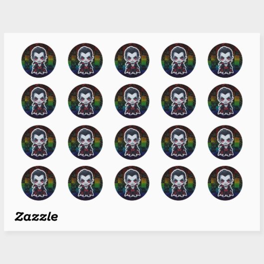 Schattigee Chibi Vampire Halloween Character Stick Ronde Sticker (Vel)