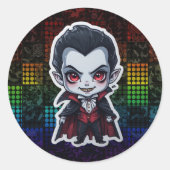 Schattigee Chibi Vampire Halloween Character Stick Ronde Sticker (Voorkant)