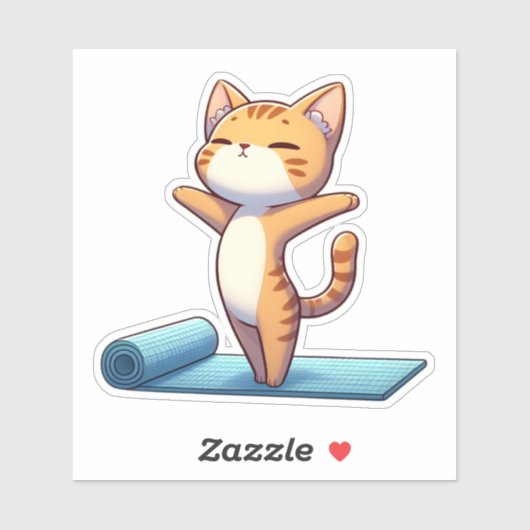 Schattigee Chibi Yoga Kat Sticker (Vel)