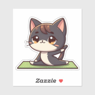 Schattigee Chibi Yoga Kat Sticker