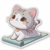 Schattigee Chibi Yoga Kat Sticker (Voorkant)