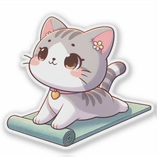 Schattigee Chibi Yoga Kat Sticker (Voorkant)