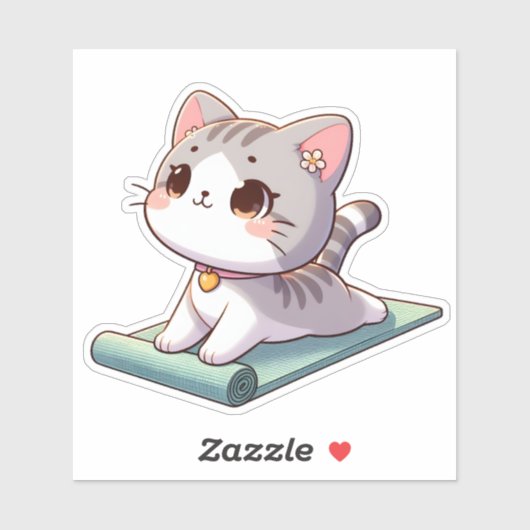 Schattigee Chibi Yoga Kat Sticker (Vel)