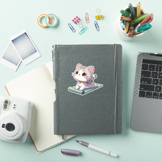 Schattigee Chibi Yoga Kat Sticker (iPad Cover)