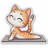 Schattigee Chibi Yoga Kat Sticker (Voorkant)