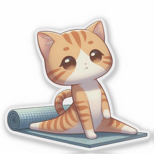 Schattigee Chibi Yoga Kat Sticker (Voorkant)