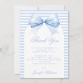 Schattigee Chic Blue Bow Franse Baby Boy Shower Bedankkaart (Voorkant)