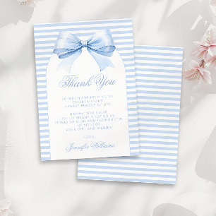 Schattigee Chic Blue Bow Franse Baby Boy Shower Bedankkaart