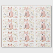 Schattigee Chic Boho Pastel Blush Grijs Gouden Vos Cadeaupapier (Vlak)