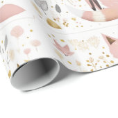 Schattigee Chic Boho Pastel Blush Grijs Gouden Vos Cadeaupapier (Rol Hoek)