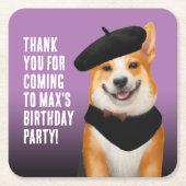 Schattigee Chic Corgi Dogs Verjaardag Dank je Kartonnen Onderzetters (Voorkant)
