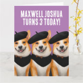 Schattigee Chic Corgi Dogs Wish You Happy Birthday Kaart (Gele Bloem)