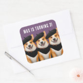 Schattigee Chic Corgi Dogs Wish You Happy Birthday Vierkante Sticker (Envelop)