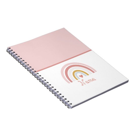 Schattigee Chic Custom Naam Roze Regenboog Notitieboek (Rechterzijde)