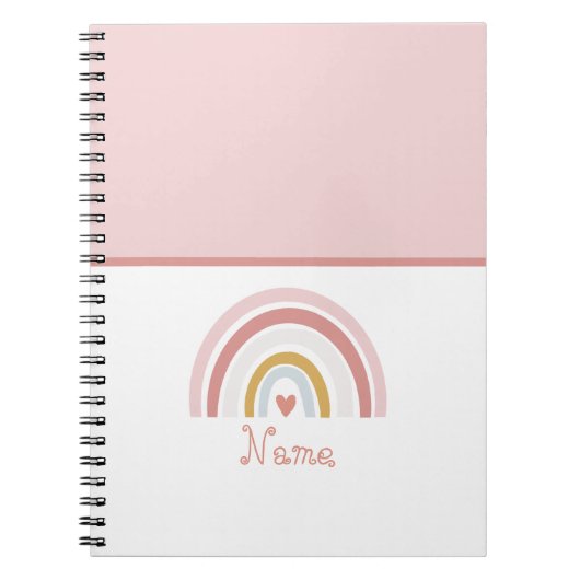 Schattigee Chic Custom Naam Roze Regenboog Notitieboek (Voorkant)