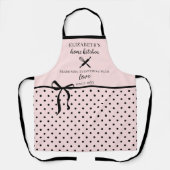 Schattigee Chic Girly Blush Roze en Zwarte Polka D Schort (Voorkant)