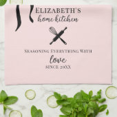 Schattigee Chic Girly Blush Roze en Zwarte Polka D Theedoek (Gevouwen)