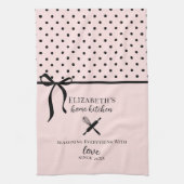 Schattigee Chic Girly Blush Roze en Zwarte Polka D Theedoek (Verticaal)