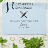 Schattigee Chic Girly Lichtblauw en Zwarte Polka D Theedoek (Gevouwen)