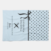 Schattigee Chic Girly Lichtblauw en Zwarte Polka D Theedoek (Horizontaal)