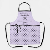 Schattigee Chic Girly Light Lila en Zwarte Polka D Schort (Voorkant)
