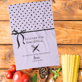 Schattigee Chic Girly Light Lila en Zwarte Polka D Theedoek